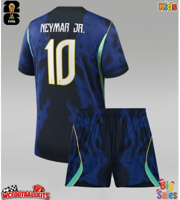 Brazil Neymar Jr #10 Replica Away Stadium Kit for Kids World Cup 2026 Short Sleeve (+ pants)